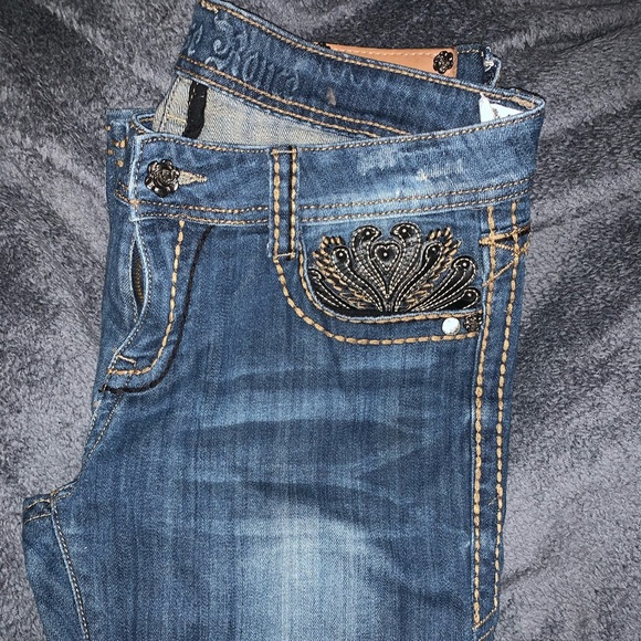 Rose Royce jeans boot cut 30 11/12 leather accents - Picture 2 of 8